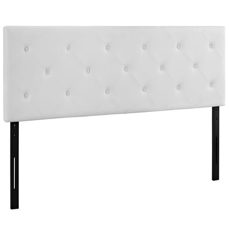 - Modern Contemporary Urban Design Bedroom Queen Size Headboard, White, Faux Leather Wood