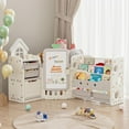 thumbnail image 6 of Kids Toy Storage Organizer with 10 Removable Bins, NEORIVER Foldable Toy Organizers and 3-Tier Bookshelf, White, 6 of 10