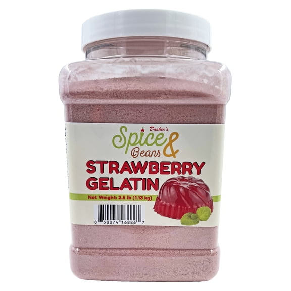 Strawberry Flavored Gelatin - Gel Dessert and Snack - by Dasher's Spice & Beans - 2.5 lbs