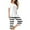 White, variant on Hrsba Sleepwear Set for Women, Striped Print Crew Neck Button Front Pants Short Sleeve Comfortable Loose Pajama Set