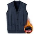 thumbnail image 2 of Bixock Casual Tops for Men,Fleece Vests for Mens,Tops for Men Knit Thermal V Neck Cardigan Vest Outerwear Casual Sleeveless Button Front Warm Tops, 2 of 3