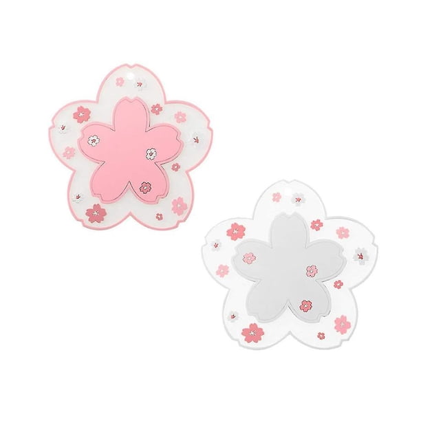 S brown Tapete de café Kawaii, posavasos de Pvc para el hogar, posavasos para taza de té, olla antideslizante duradera, mantel individual, posavasos de flores de cerezo