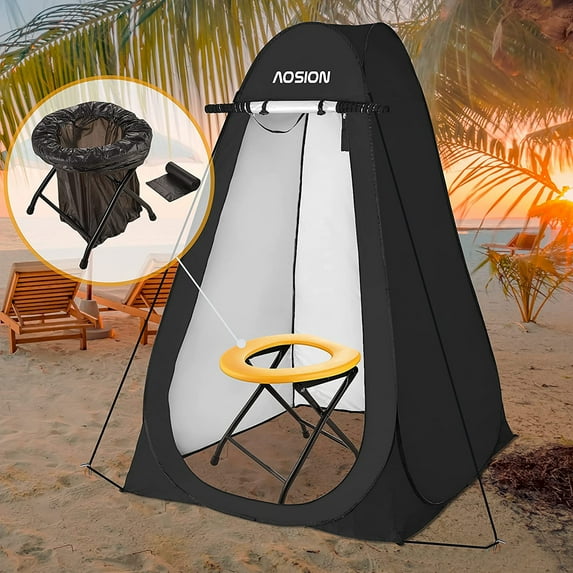 Portable Camping Toilet Seat, Folding Toilet Seat for Outdoor Camping and Hiking, Travel Toilet Collapsible, Yellow