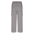 thumbnail image 6 of ZHYou Womens Cargo Jogger Pants Lightweight Elastic Drawstring Waist Comfy Loose Fit Casual Trousers with Pockets,Gray,Size M, 6 of 8