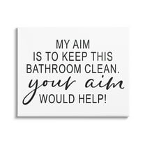 Stupell Industries Bathroom Aim Humorous Typography Washroom Signage Graphic Art Gallery Wrapped Canvas Print Wall Art, Design by Lettered and Lined