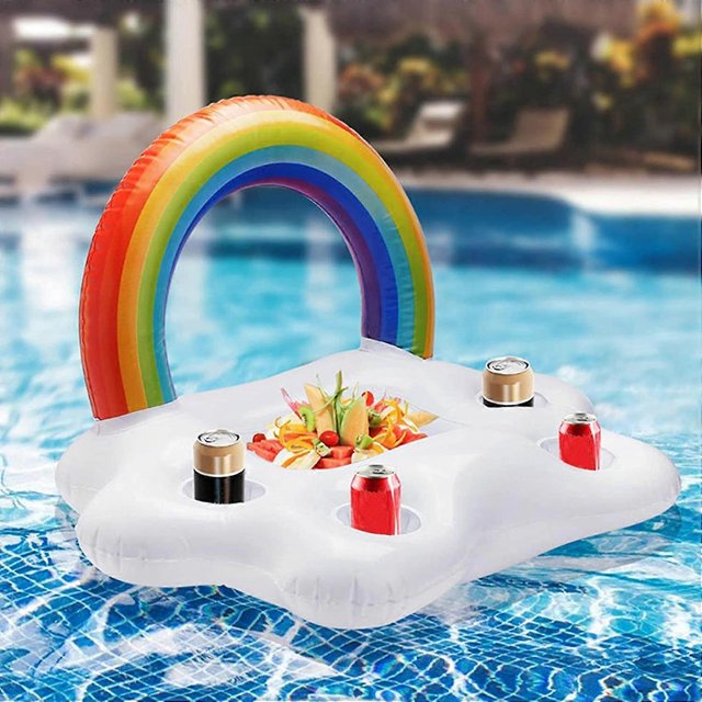Floating Pool Bar, Inflatable Rainbow Cloud Inflatable Drink Holder, Inflatable Tray Floating Bar