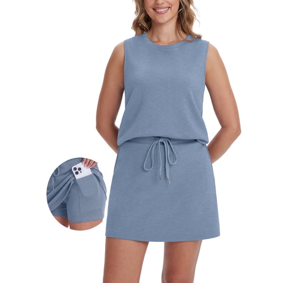 MINTREUS Womens 2 Piece Short Skort Set Summer Workout Tennis Skirt Athletic Sets