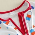 thumbnail image 5 of Baby 4th of July Romper Patriotic Print Long Sleeve Jumpsuit with Full-Zip USA Star Pattern Casual Outfit White 3-6 Months, 5 of 8