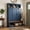 Blue, variant on Farmhouse Arched Hall tree with Open Compartments, Classic Entryway Bench Shoe Organizer with Cubbies, Coat Rack with Storage Cabinets for Hallway