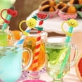 thumbnail image 2 of Mainstays 4-Pack Plastic Straw Topper Set, Lemon, Cherry, Watermelon & Pineapple, Multi-Color, 2 of 6