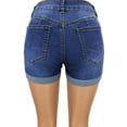 thumbnail image 6 of jinghuiyue Womens Mid Rise Stretchy Denim Shorts Casual Distressed Ripped Rolled Hem Jean Short with Pockets L, 6 of 7