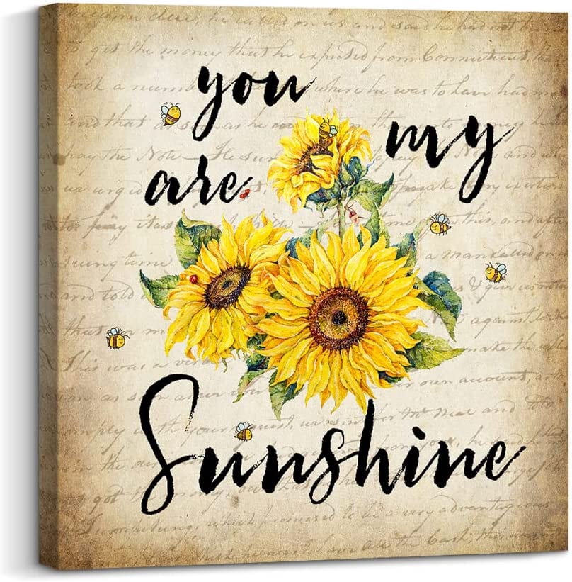 Sunflower Canvas Wall Art You Are My Sunshine Inspirational Quote Sign ...