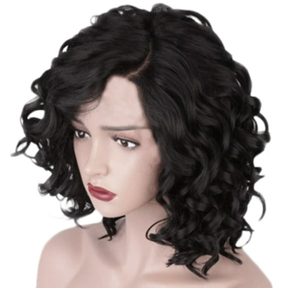 Riforla Fashion Synthetic Medium Long Curly Hair Black Hair Wig Natural Hair Wigs Wigs for Women Black