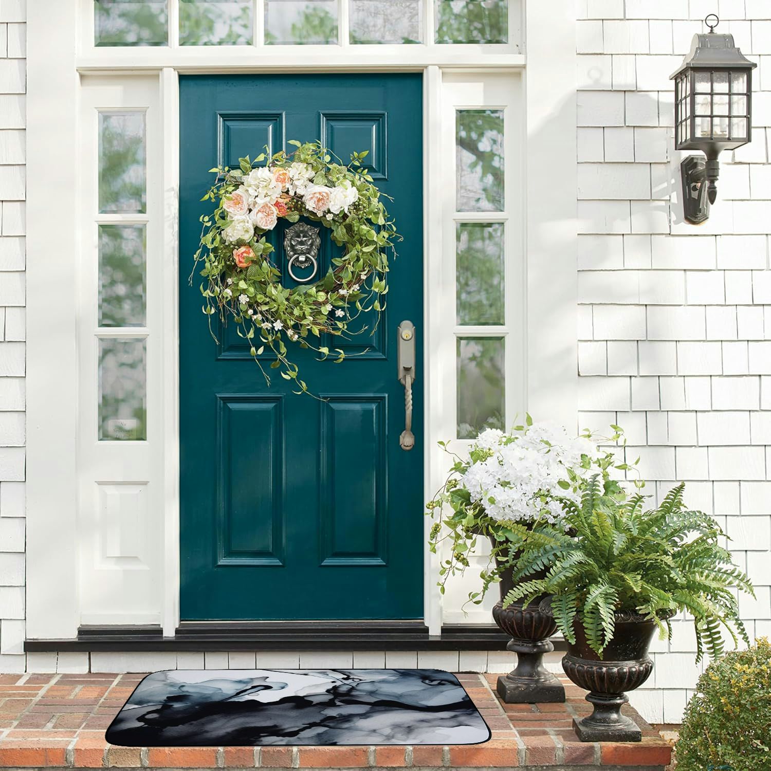 Heduofu Elizabeth Karlson Dark Payne'S Grey Flowing Abstract Painting Welcome Mat, Decorative Door Mat, Door Mat with Non-Slip Rubber Backing, Easy Cleaning, Traps Dirt, for Entry, Patio