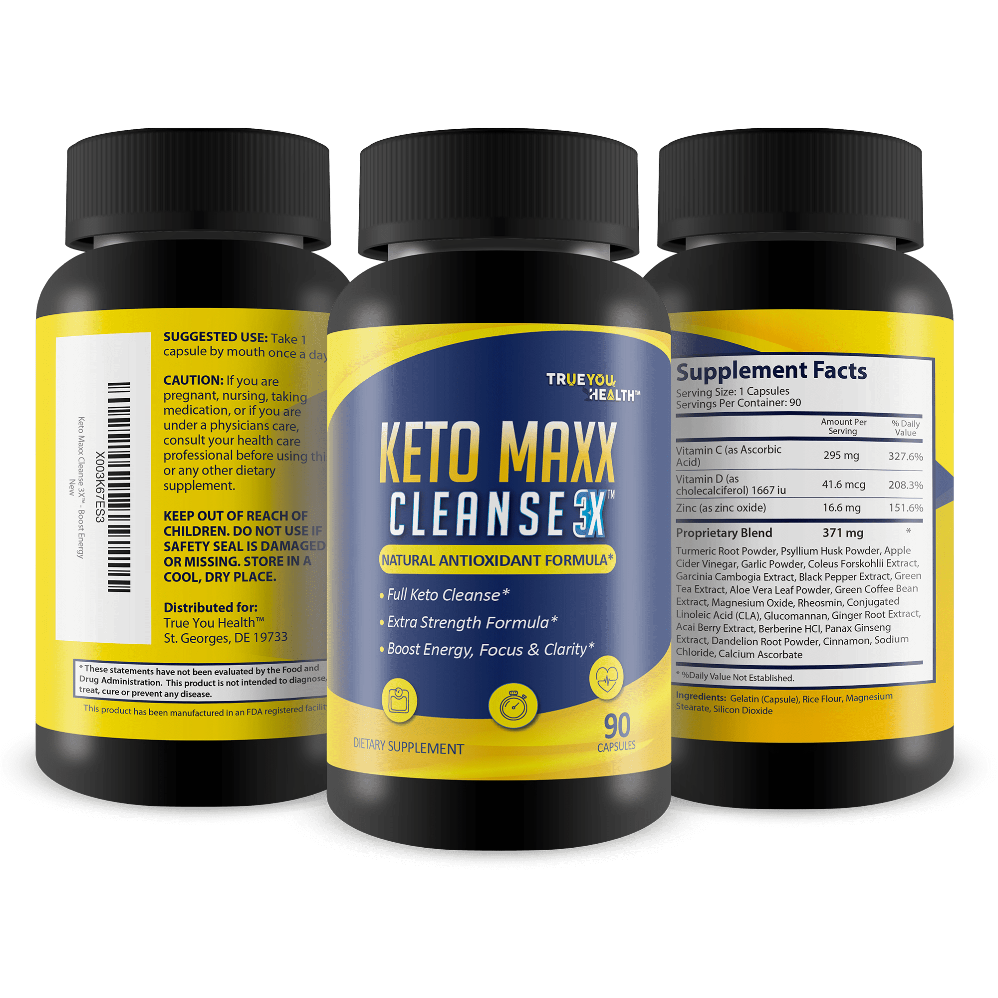 Keto Maxx Cleanse 3X - Keto Friendly Cleanser - 90 Day Supply - Cleanse & Detox Support - Help Flush Waste, Toxins, & Impurities - Aid Digestion & Gut Health - Antioxidant Support - Boost Energy