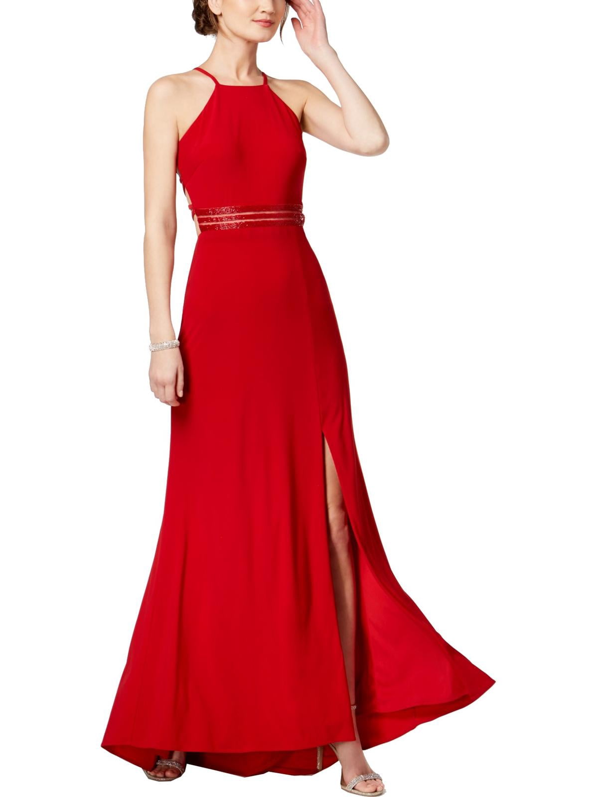 Strappy Beaded A-Line Gown 