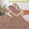 thumbnail image 3 of BedTreat Down Alternative Comforter with Corner Tabs - All Season Quilted Full Size 240 GSM Coffee Comforter, Machine Washable Microfiber Bedding, 3 of 6
