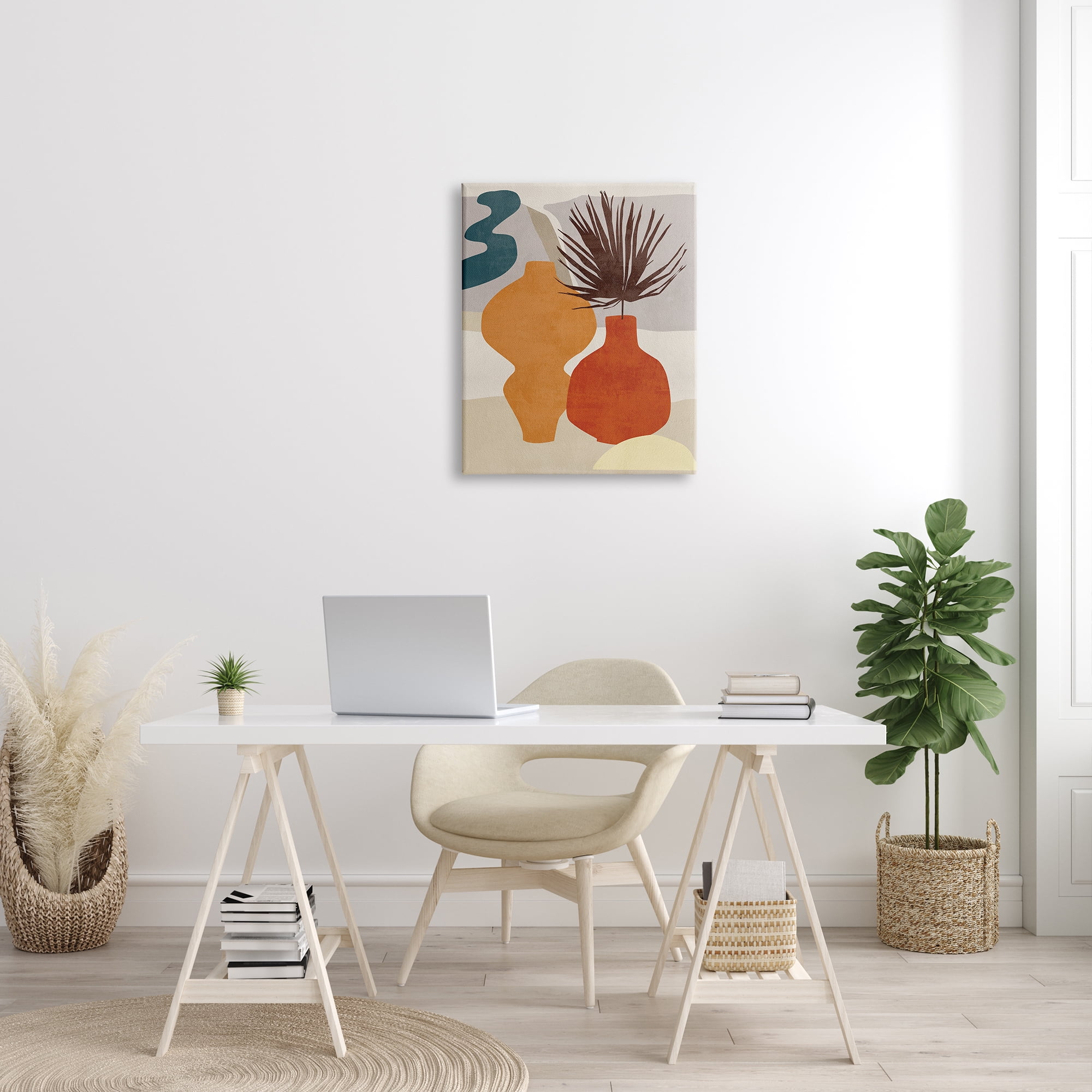 Stupell Industries Retro Decorated Vases Earth Tones Abstract Pottery, 24 x 30, Designed by Melissa Wang