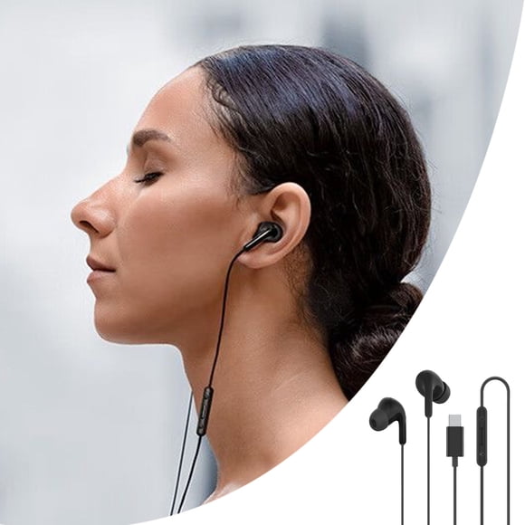 Casque Filaire Type C avec Microphone et Contrôle du Volume, Réduction du Bruit Stéréo Hi‐Fi pour Galaxy S23 S22 S21 S20 et Plus, Appareils Compatibles USB‐C