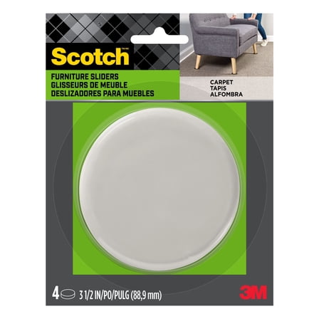 Scotch Furniture Sliders, Reusable, Strong, Move Heavy Furniture, 3.5 in., 4 Pack
