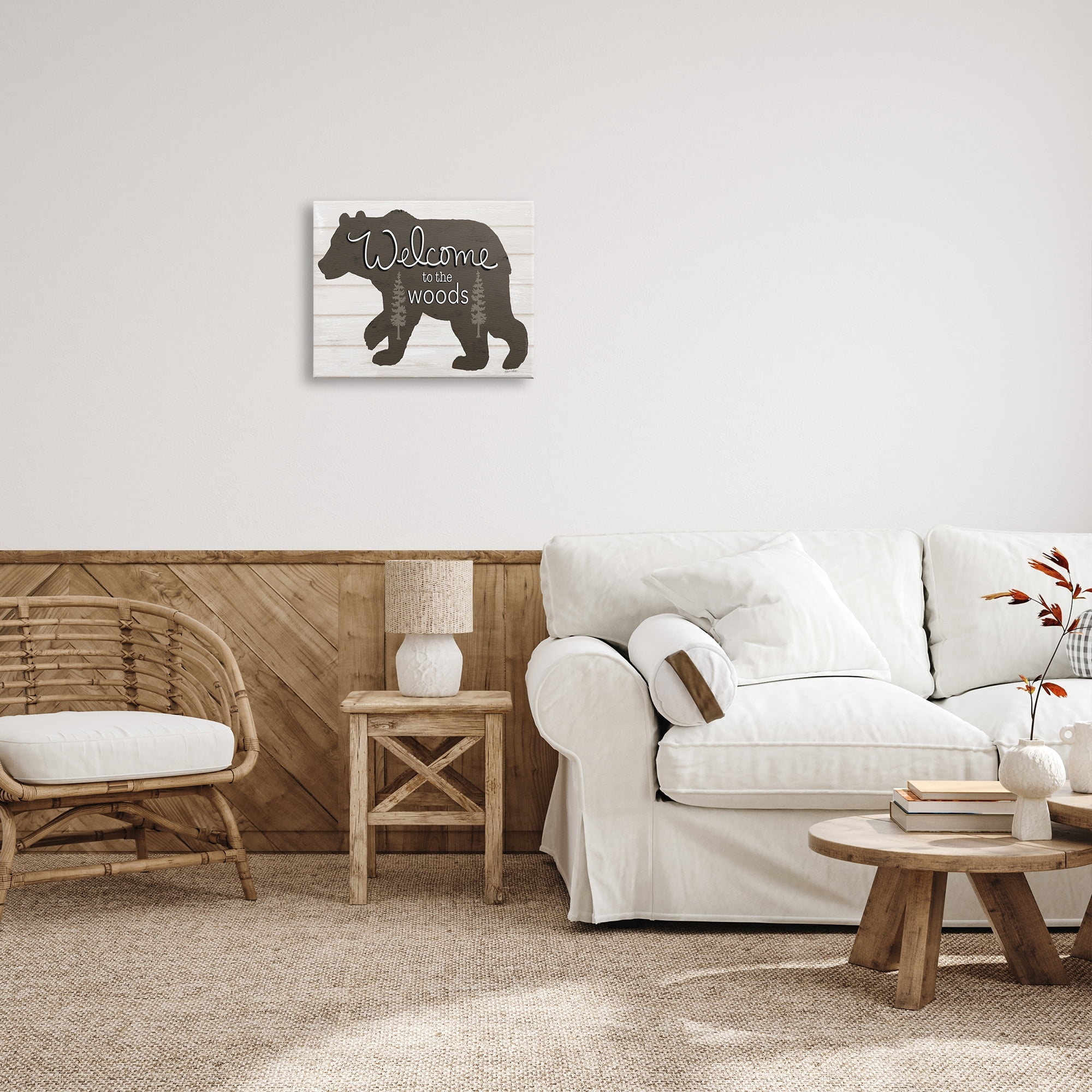 Stupell Welcome To The Woods Cabin Sign Animals & Insects Painting Gallery Wrapped Canvas Print Wall Art