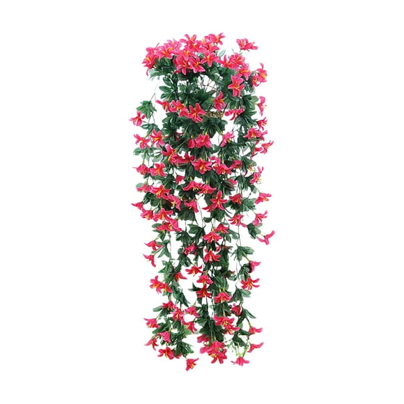 Y-520 Red Artificial Silk Lily Flower Hanging Basket Fake Rattan Vine Home Wedding Floral Decor Arrangement #r3oP4
