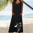 thumbnail image 4 of TIMIFIS Robes Maxi pour Femmes Robe d'Été de Plage Coton Lin Col Rond Sans Manches Longues Robes Grande Taille Camisole Chemises Robe avec Poches, 4 of 5