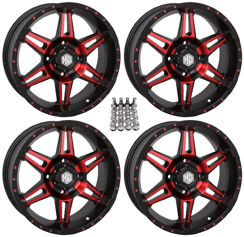STI HD7 ATV Wheels/Rims Red/Black 18" CanAm Commander Maverick