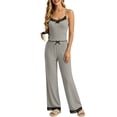 thumbnail image 2 of Gkeoshab Women Pajama Sets Women Striped Ribbed Two Piece Camisole Lounge Sets Lace Trim Tank Top & Long Pants Fashion Tie Dye Pajama Set Breathable Loungewear, 2 of 6