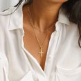 thumbnail image 2 of Fasjewly Gold Mini Dainty Cross Necklace,Sterling Silver Cross Cubic Zirconia Cute Pendant Necklace for Women, 2 of 8