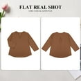 thumbnail image 3 of MOMOFEEL Long Sleeve Shirts for Women 3/4 Sleeve Loose Blouses V-neck Tunic Tops Summer (M9007 Coffee S), 3 of 9