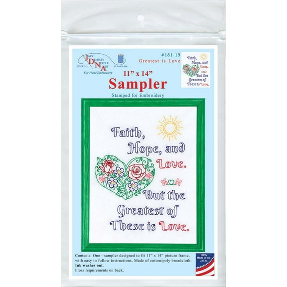 Jack Dempsey Stamped White Sampler 11"X14"-The Greatest Is Love