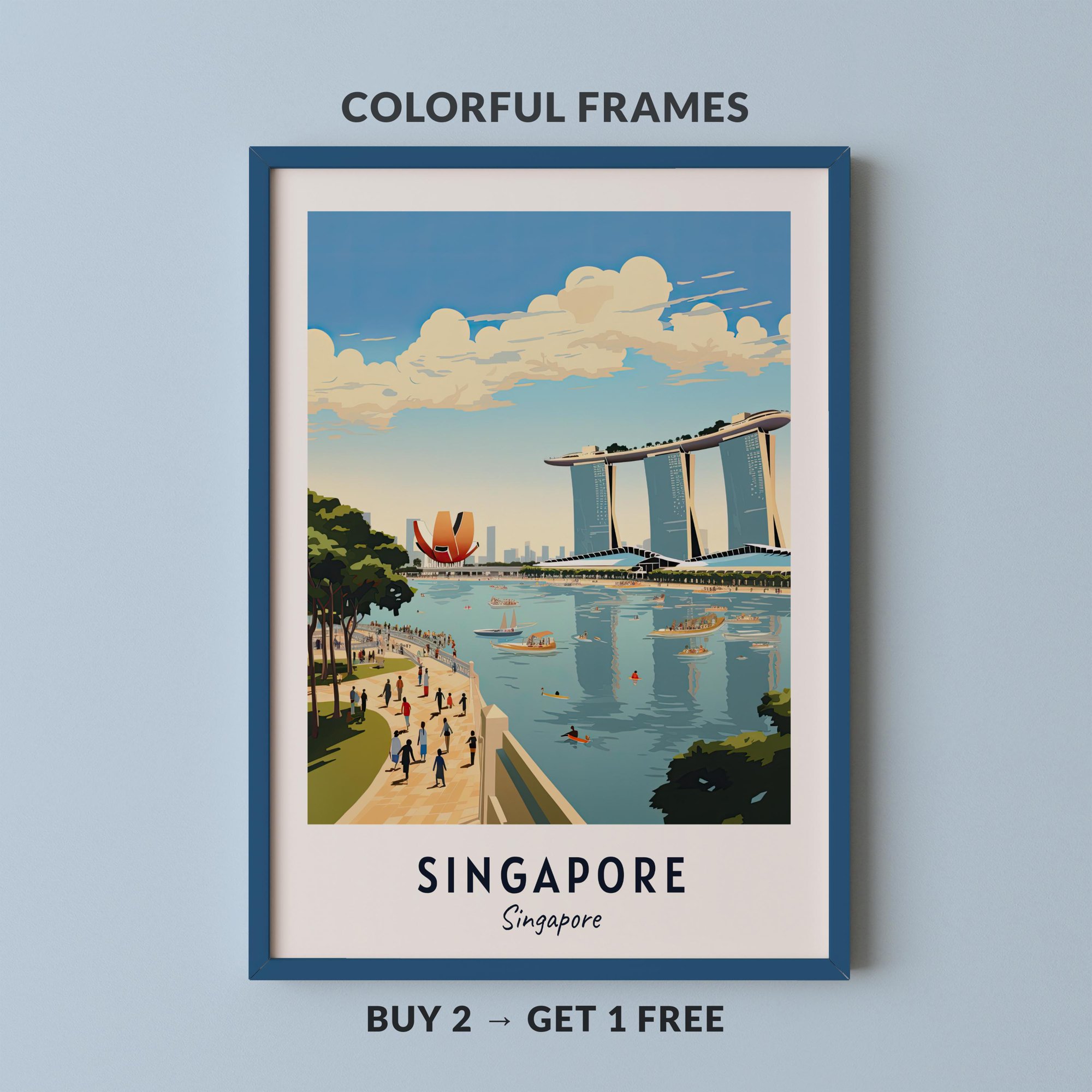 Singapore Travel City Cityscape Poster , Poster Print Only