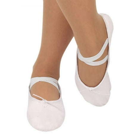 

Ballet Dance Shoes Soft Sole Dancing Shoes Anti-slip Girls Canvas Ballet Slipper/Ballet Shoe/Yoga Dance Shoe for Little Kid Big Kids Women(White Black) Size 8-13.5