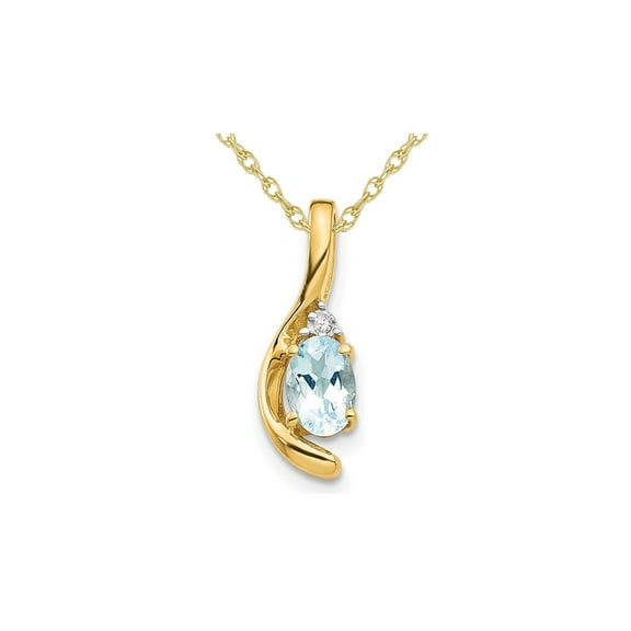 2/5 Carat (Ctw) Aquamarine Drop Pendant Necklace in 14K Yellow Gold with Chain for Women