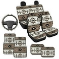 thumbnail image 3 of HUIACONG Aztec Geometry Car Floor Mats Steering Wheel Cover Car Seat Covers 9-Piece Driver Passenger and Rear Floor Mats with Anti-Slip Pad Dust Proof Car Interior Accessories for SUV,Vans,Sedans, 3 of 8