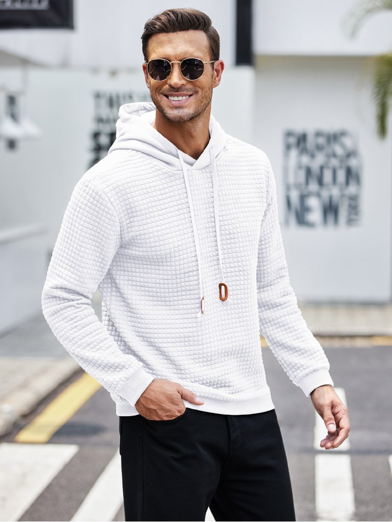 COOFANDY Men's Waffle Knit Hooded Sweatshirt - Casual Pullover Hoodie Coffee Color XX-Large