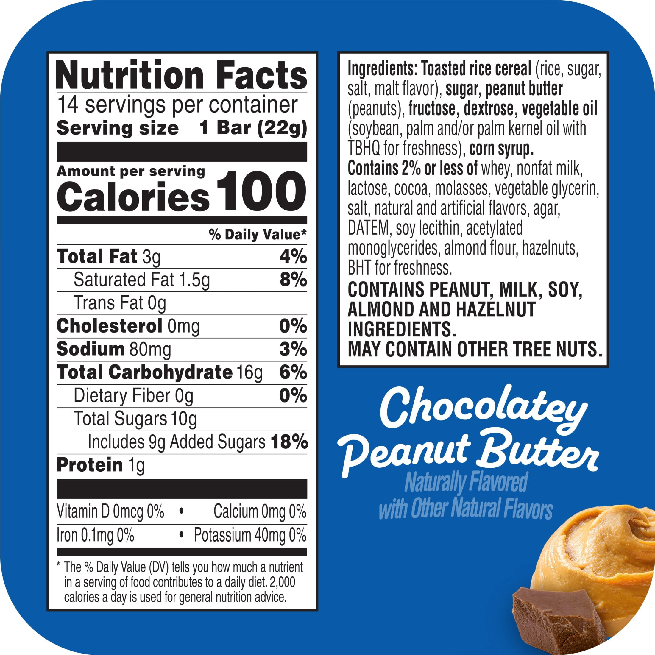 (6 pack) Rice Krispies Treats Chocolatey Peanut Butter Chewy Crispy Rice Squares, Kids Snacks, 10.8 oz, 14 Count