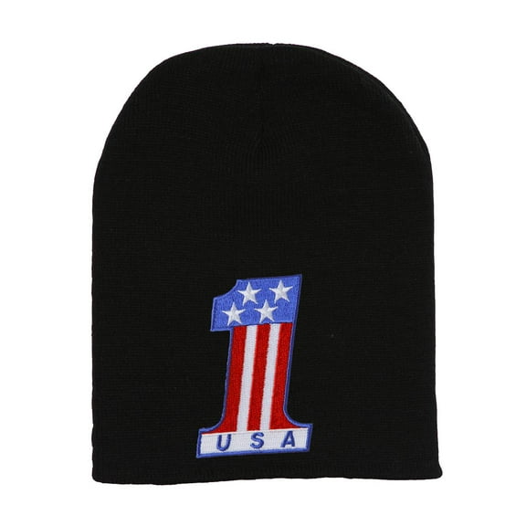 USA #1 Black Cuffless Beanie