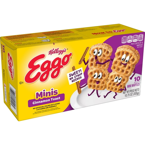 Eggo Minis Frozen Waffles, Cinnamon Toast, Easy Breakfast, 10.75oz