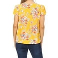 thumbnail image 3 of Women's Casual Floral Print Pleated Front Petal Cap Sleeve Round Neck Tee Blouse Top, 3 of 6