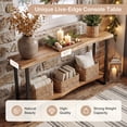 thumbnail image 5 of Finmind 63" Solid Wood Console Table with Metal Legs, Farmhouse Narrow Entryway Sofa Table Behind Couch for Living Room, Brown, 5 of 7