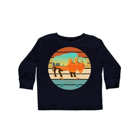 

Inktastic Buffalo Silhouette Retro Sunset Gift Toddler Boy or Toddler Girl Long Sleeve T-Shirt
