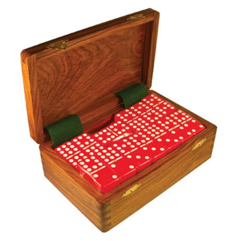 Double Nine Domino Set In Sheesham Wood Box - Jumbo Tournament Size