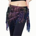 thumbnail image 2 of BLTIBY Womens Belly Dance Skirt Fringe Skirts Sparkly Sequin Hip Scarf Party Carnival Costume Rave Festival Outfit Purple Free Size, 2 of 5
