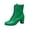 Green, variant on Womens Front Lace Up Combat Ankle Booties, Round Toe Chunky Block Heel Short Boots, Faux Leather Fashion Dress Boots