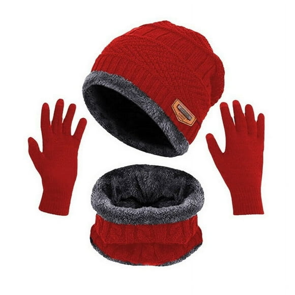 Limited Time Deal Iumwxz Winter Warm Plus Fleece Thick Hat Scarf Scarf Solid Color Screen Gloves Three-piece Adult Wholesale The Big Save Gifts for Men