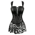 thumbnail image 3 of ZQUUVOU Women's Lace Up Corset Top with Leather Trim Cutout Shapewear Dress Elegant Bustier Gothic Themed Parties Black, 3 of 8