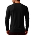 thumbnail image 4 of Men's Slim Fit Henley Shirts With Long Sleeves And Button Placket, Casual Basic Tees Featuring Solid Color Design Black L, 4 of 5