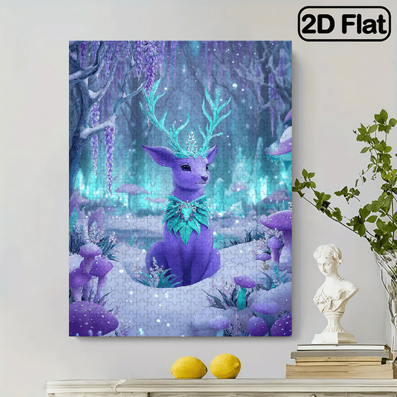 500pcs Adult Jigsaw Puzzle, 27.56x15 Inches Large Size, Snowy Deer Puzzle for DIY Creative Fun with Family and Friends. Perfect Stress-Relief Gift for Birthdays or Holidays - Interactive Brain Cha